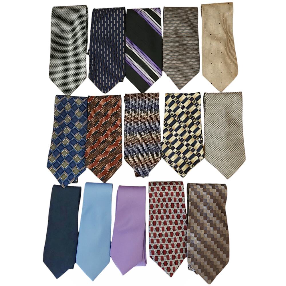15 pc lot Designer silk neck ties bundle Tommy Hilfiger Kenneth Cole Stafford